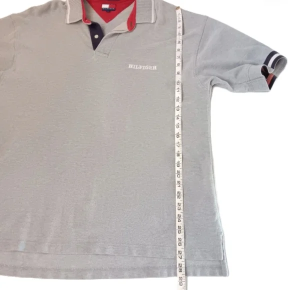Tommy Hilfiger Gray Polo Shirt | EUC| Ribbed Collar - Picture 7 of 14